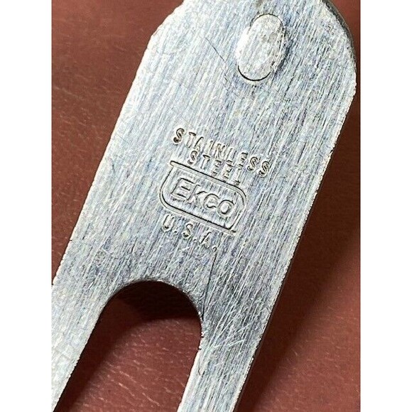 Vintage EKCO Lifting/Turning Meat Fork with Faux Wood Handle - Picture 7 of 11